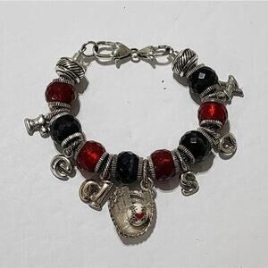 Brighton red & black Red‎ Sox baseball charm bracelet